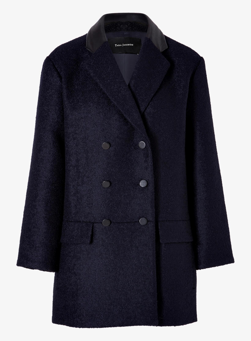 Tara Jarmon Navy Blue Wool Blend Pea Coat - Roberto Cavalli Gold Shawl Bathrobe, transparent png #2056472