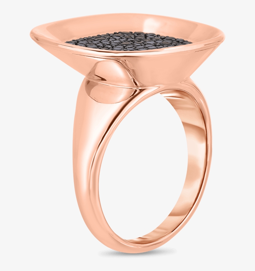 Roberto Coin 18k Rose Gold Small Ring With Black Diamonds - Diamond, transparent png #2056571