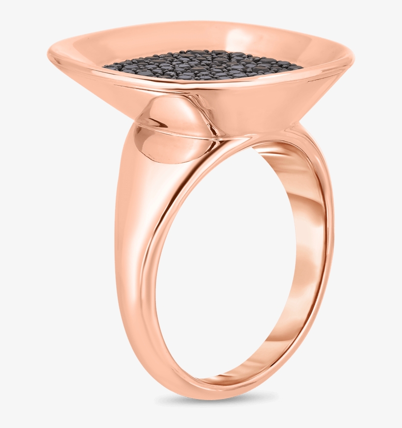 Roberto Coin 18k Rose Gold Small Ring With Black Diamonds - Diamond, transparent png #2056571