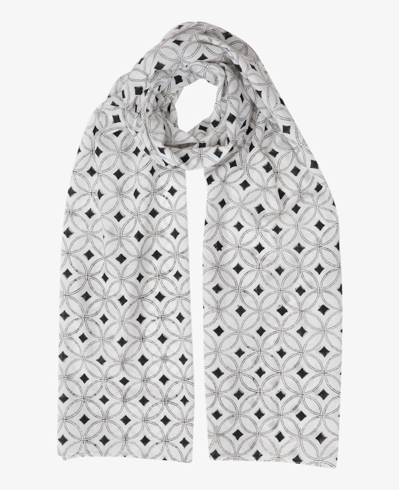 White & Black Diamond Scarf - Stole, transparent png #2057052