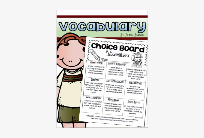 Vocabulary Word Choice Board Tic Tac Toe Activities - Educents Inc., transparent png #2057054