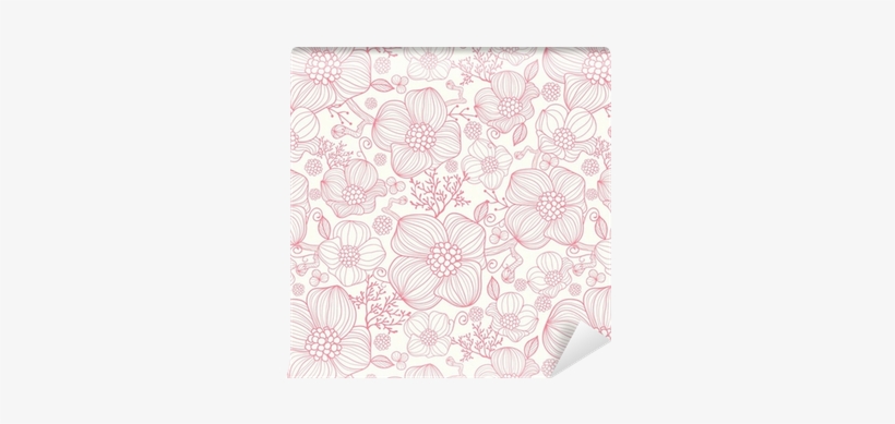 Vector Floral Background Png Vector Red Line Art Flowers - Flower, transparent png #2057328