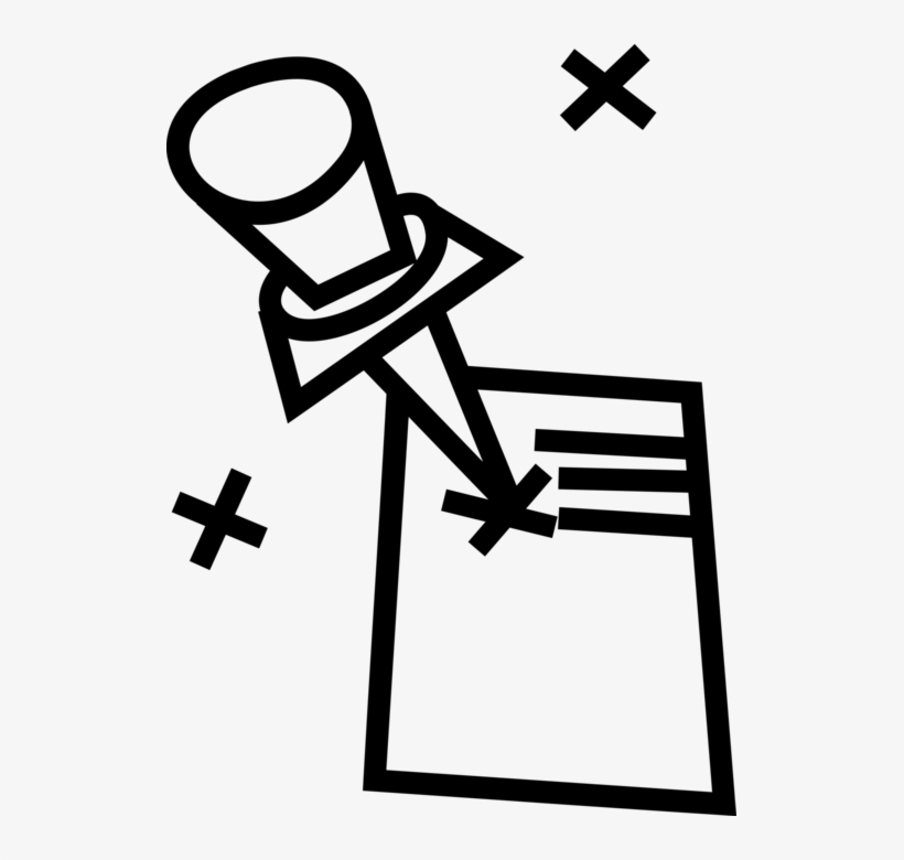 Vector Illustration Of Push Pin Or Thumb Tack Fastens - 40 Piece Lot Of Natural Color Small Wooden Crucifix, transparent png #2063888