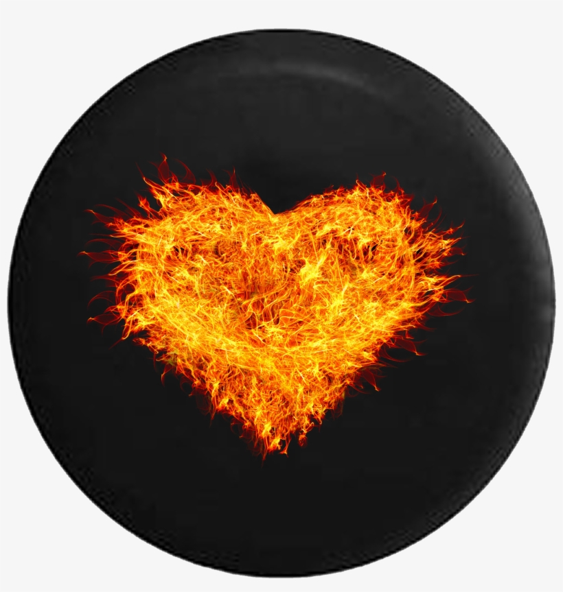 Burning Heart Real Fire Flames Jeep Camper Spare Tire - Valentine's Day Notebook Collection: Hearts On Fire,, transparent png #2064133