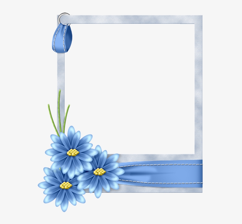 Flo Frame Blue Folha De Caderno, Moldura Floral, Imagens - Molduras De Flores Azul, transparent png #2067991