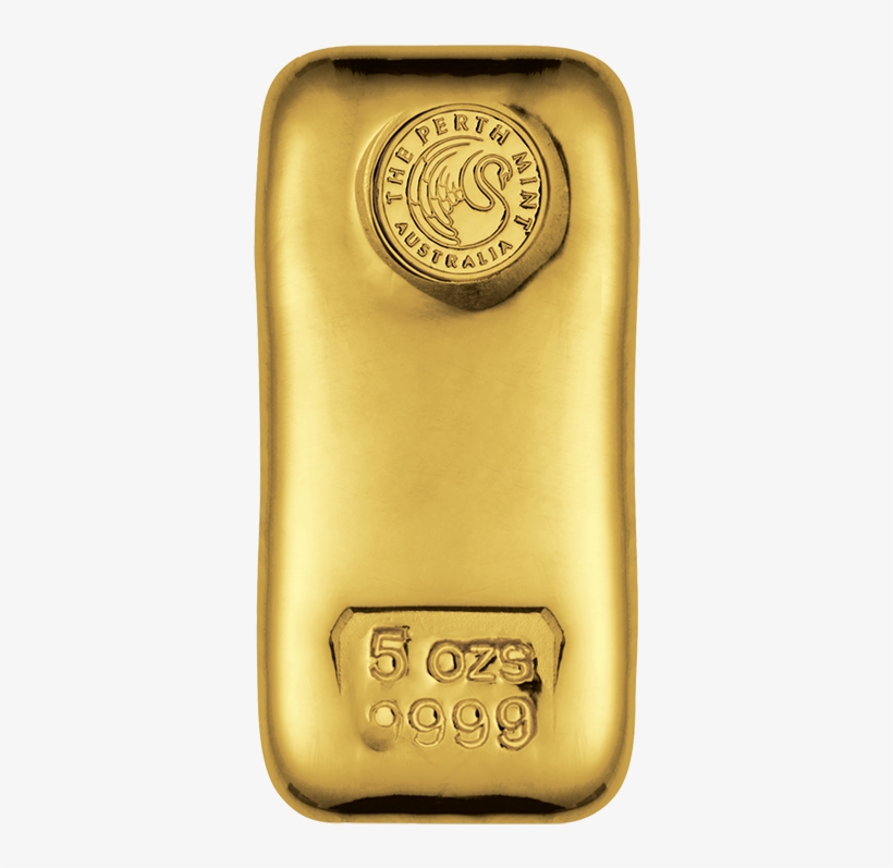 Perth Mint 5oz Cast Gold Bar - Gold Bar, transparent png #2068011