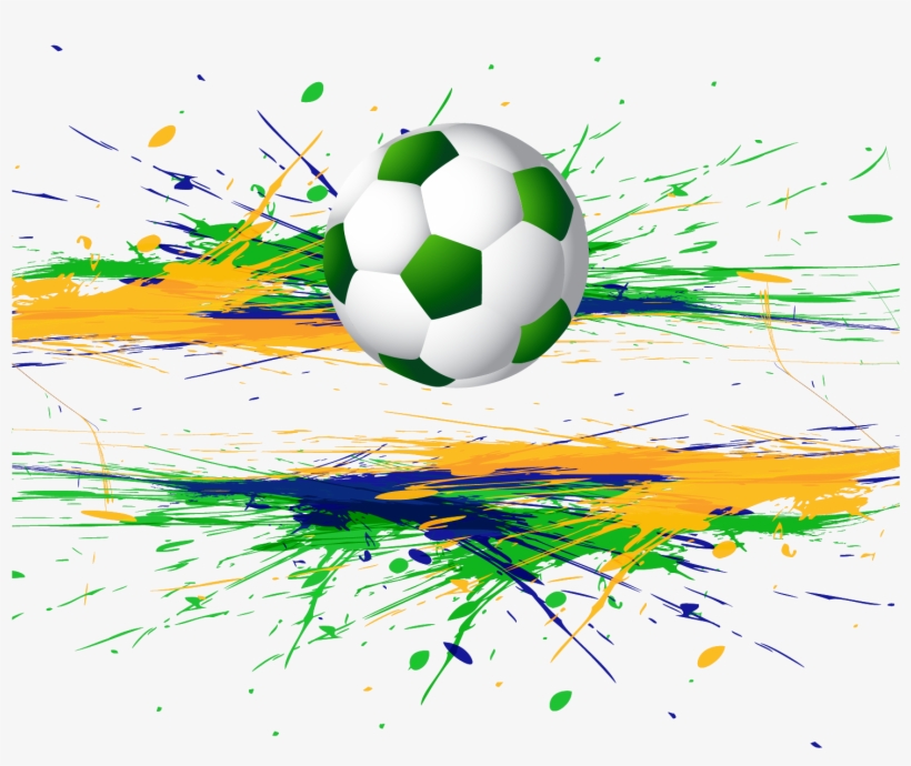 Green Ink Soccer Decoration Psd Image - Football, transparent png #2069159