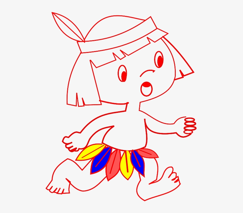 Kid, Indian, Child, Infant, Running, Feathers - Petit Indien Nagawika, transparent png #2069848