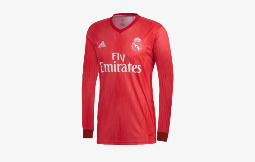 18-19 Real Madrid Third Away Red Long Sleeve Jersey - Uniforme Del Real Madrid, transparent png #2070056