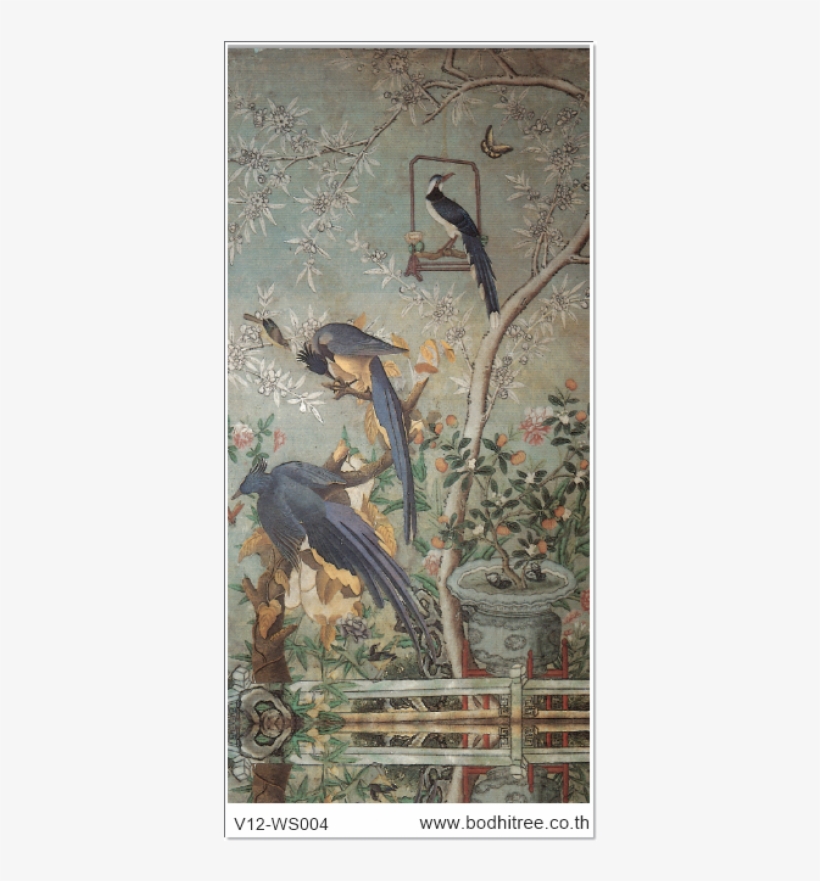 Chinese Painting Art Grey Blue Background With Birds - Chinoiserie: Commerce And Critical Ornament In Eighteenth-century, transparent png #2070703
