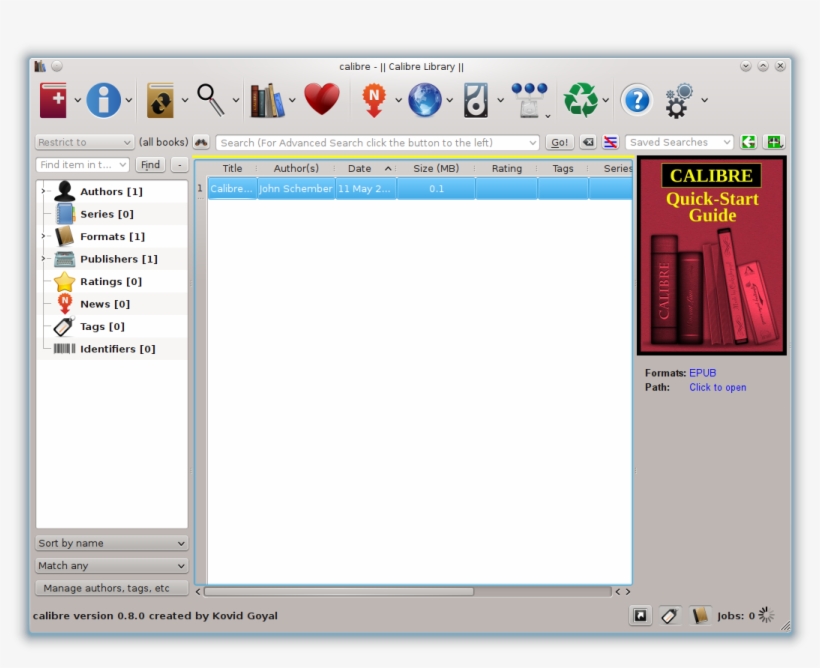 Calibre 0 8 0 Main Fedora - Calibre Quick Start Guide, transparent png #2071627