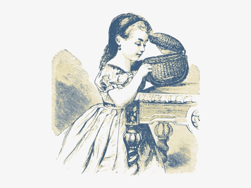 Girl Woman Computer Icons Drawing Download - Granddaughter Birthday With Vintage Girl Opening Basket, transparent png #2074718