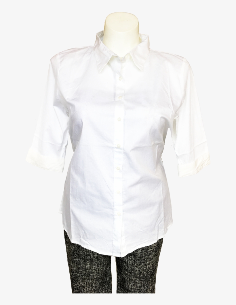 Stretch Cotton Button Down Blouse With 3/4 Sleeves - Jill Alexander Designs, transparent png #2084285