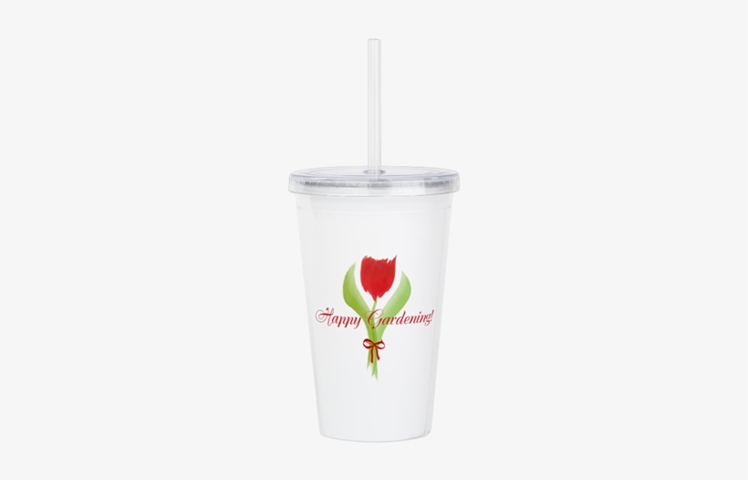 Cute Watercolor Tulip Acrylic Double-wall Tumbler - Happy Gardening 16 Oz Stainless Steel Travel Mugs, transparent png #2087366
