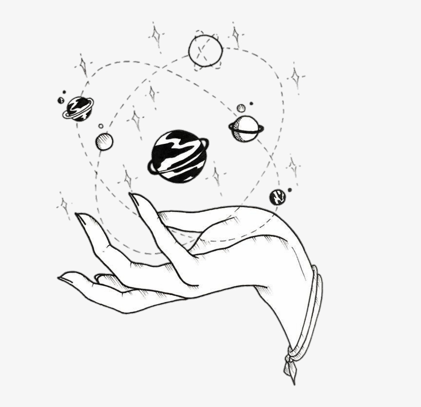 Tumblr Blackandwhite Arm Arms - Planet Drawing Png, transparent png #2087492
