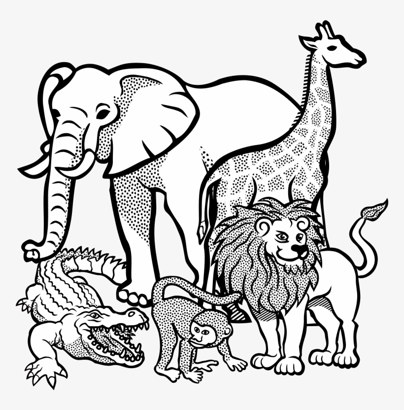 Jpg Black And White Download Africa Clipart Animal - Africa Safari Animals Coloring Sheets, transparent png #2088761