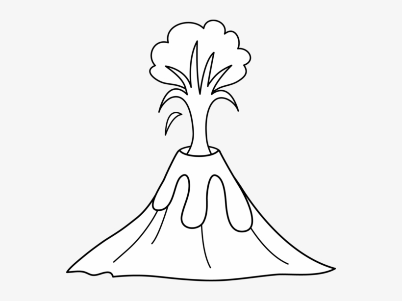 Volcano Clip Art Free Black White Outline - Volcano Clipart Black And White, transparent png #2088813