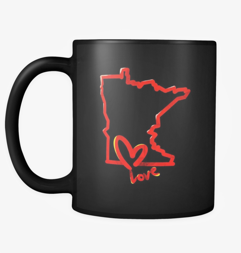 Love Minnesota State Flag Map Outline Black 11oz Mug - Mug, transparent png #2088893