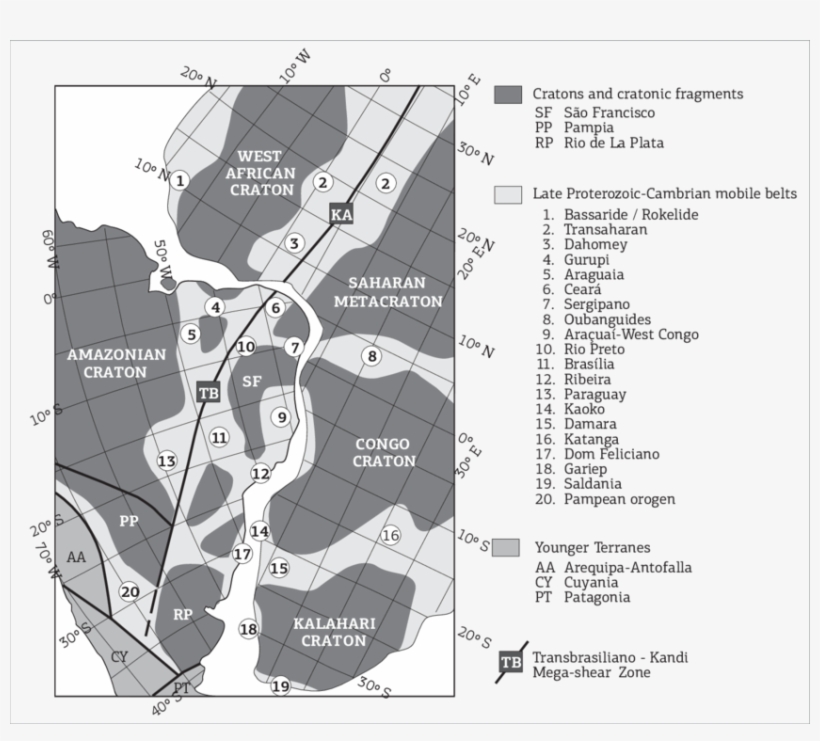 Outline Of The Transbrasiliano Kandi Mega Shear Zone - Shear Zone, transparent png #2088971
