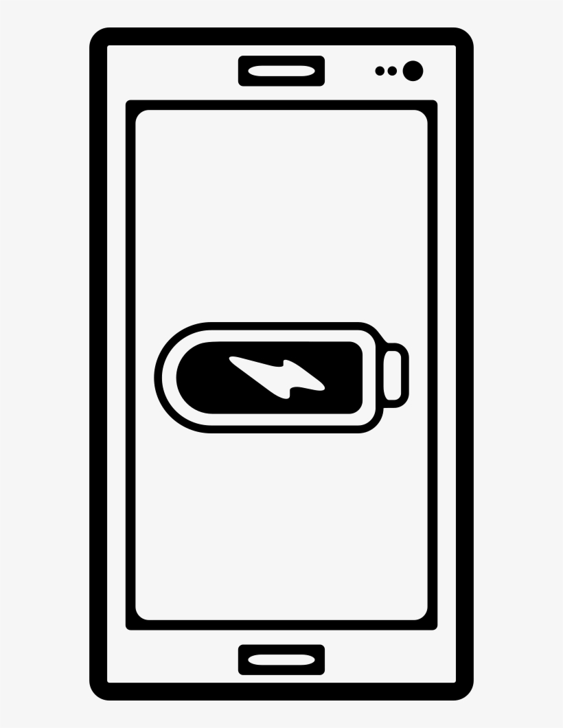 Mobile Phone Outline With Full Battery Sign On Screen - Mobile Phone, transparent png #2089314