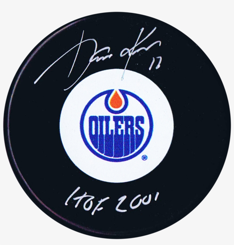 Jari Kurri Autographed Edmonton Oilers Hof 2001 Puck, transparent png #2093569