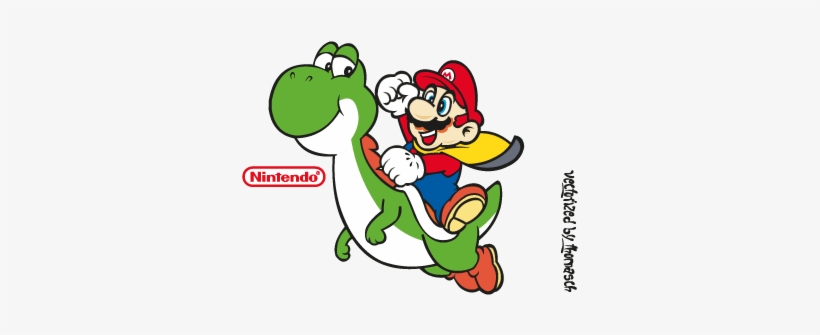 Super Mario World Vector - Super Mario Riding Yoshi, transparent png #2093998