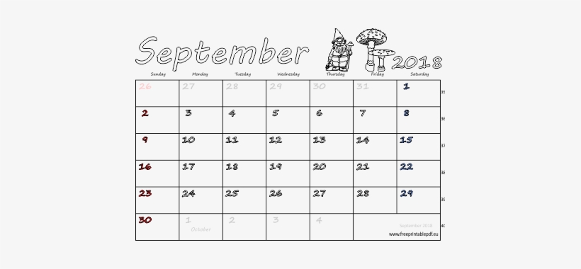 September - Calendar Luna Septembrie 2018, transparent png #2099253
