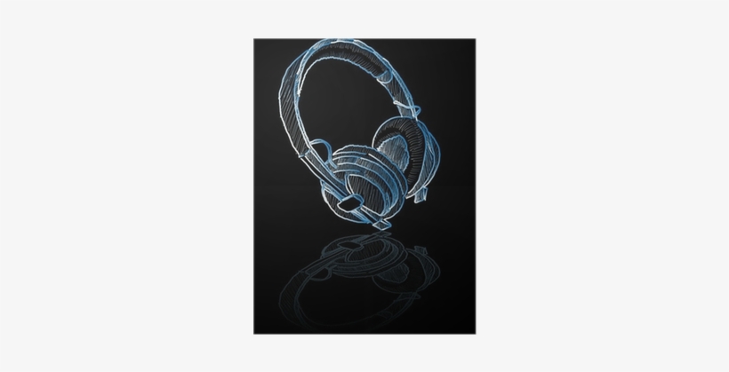 Abstract Vector Pencil Drawing Of A Pair Of Headphones - Headphones Drawing, transparent png #2099383