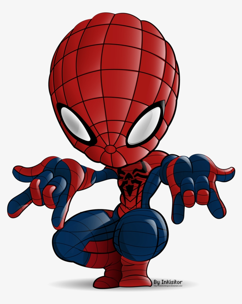 Big Head Spiderman Spiderman Symbiote, Chibi Spiderman, - Spiderman 3d Cartoon Png, transparent png #2099805