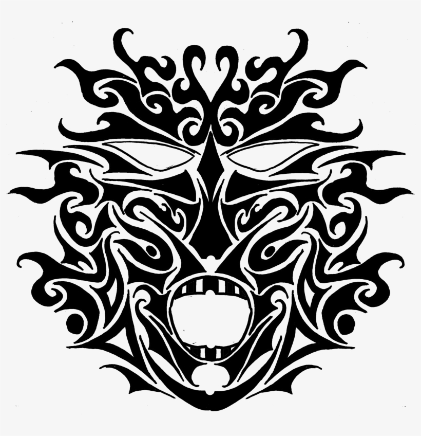 Dark Tribal Mask Tattoo Design - Tattoo, transparent png #210016