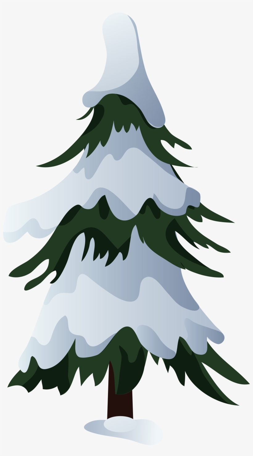Snowy Pine Tree Png Clip Art - Snow Tree Cartoon Png, transparent png #210682