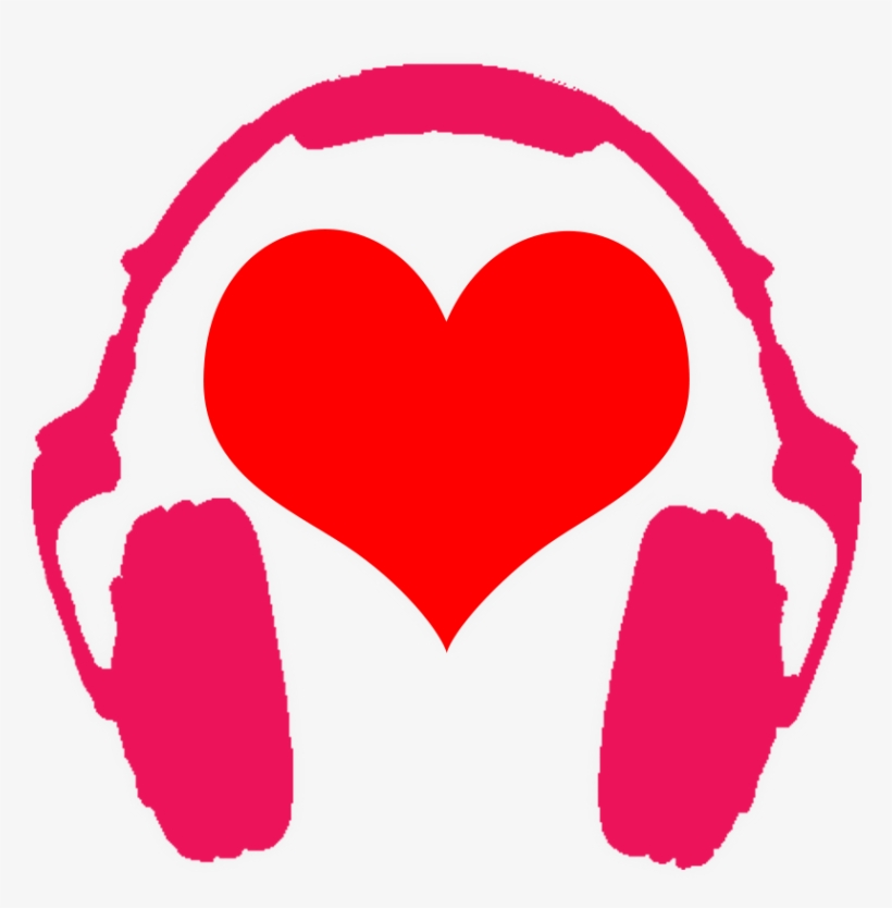 Headphone-heart Emblem - Headphones Heart Png Transparent, transparent png #210727