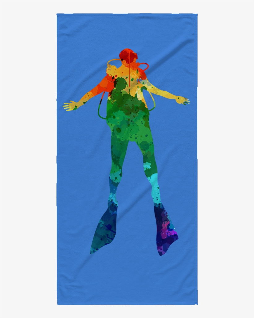 Watercolor Scuba Diver Beach Towel - Aquaman, transparent png #211778