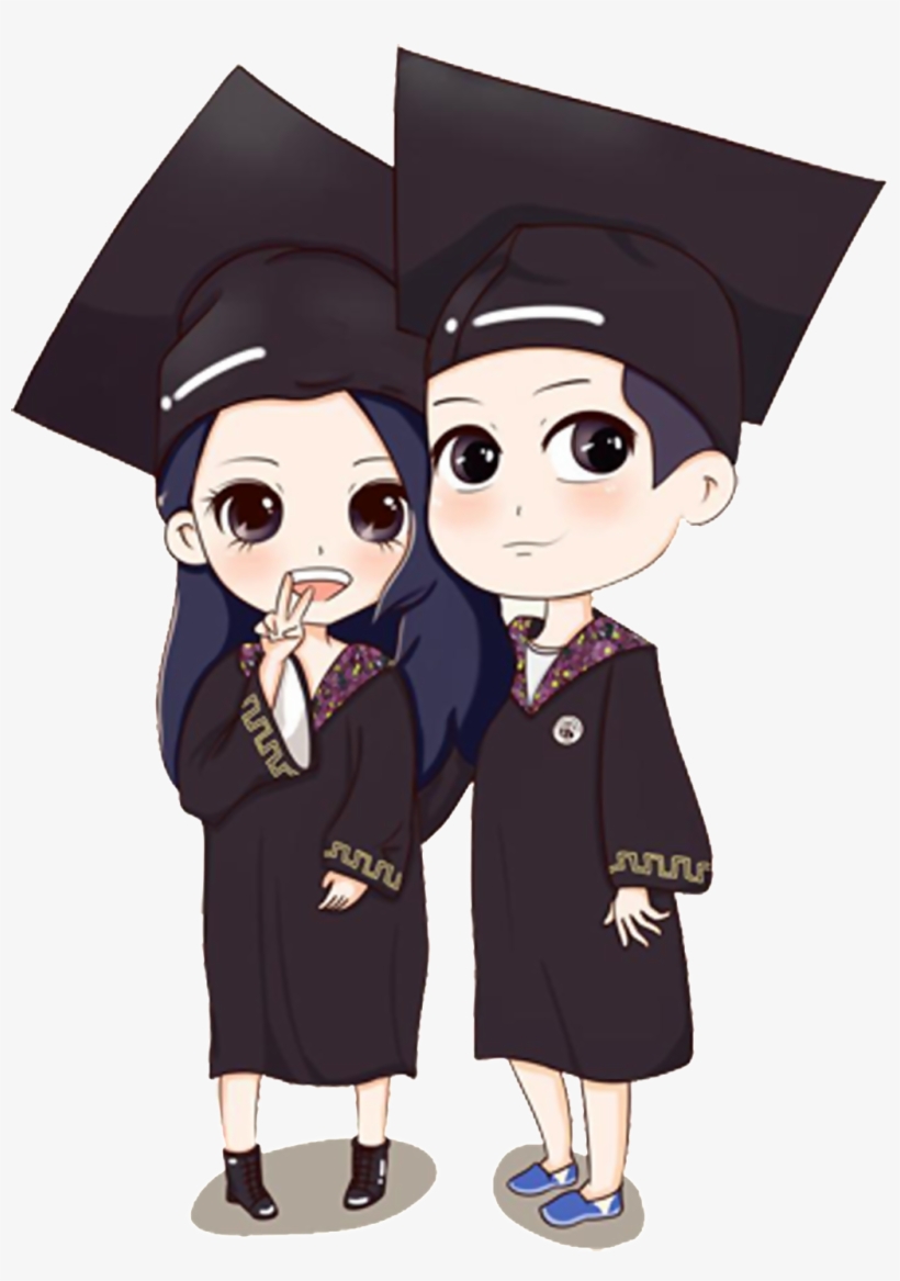 Hand Drawn Cartoon Men And Women Graduates Transparent - Graduation Selfie Photo Frame, transparent png #211820