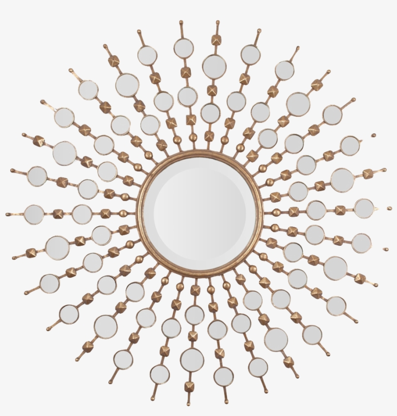 Metal Sunburst Mirror Finished In Gold Leaf And Surrounded - Decorative Sunburst Mirrors, transparent png #211931