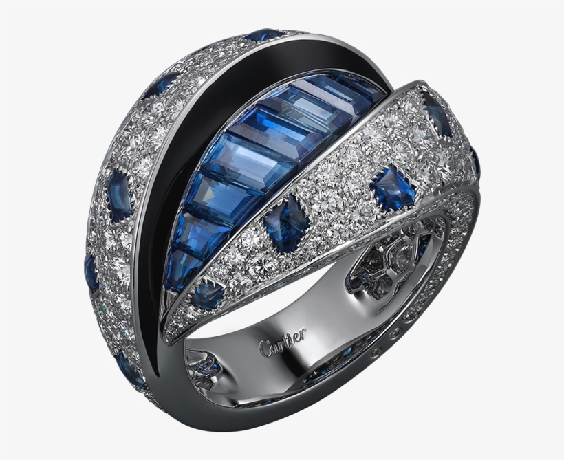 Ring With Blue Diamonds Png Clipart - Cartier Ring High Jewelry, transparent png #212171