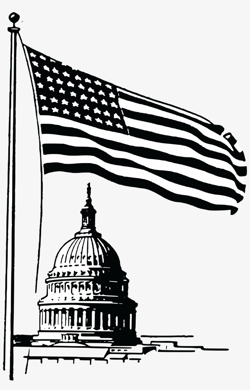 Free Clipart Of A Usa Flag And Capitol Building - Capitol Building Free Clip Art, transparent png #212447
