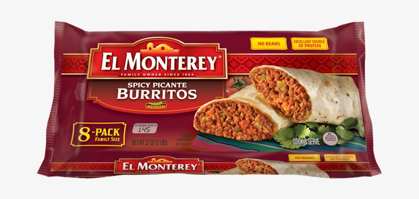 8pk Spicy Picante Burritos - El Monterey Burrito Spicy, transparent png #212516