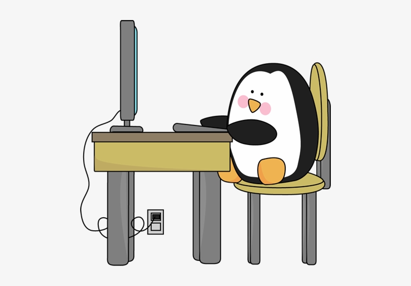 Spring Clipart Penguin - Penguin Using Computer, transparent png #212862