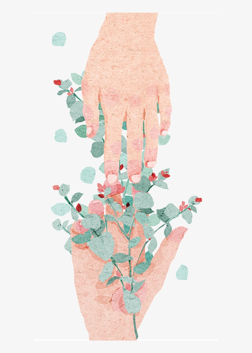 Hand Drawn Cartoon Watercolor Handshake Decoration - Happiness Flower Artsy Maori Sakai Art, transparent png #213094