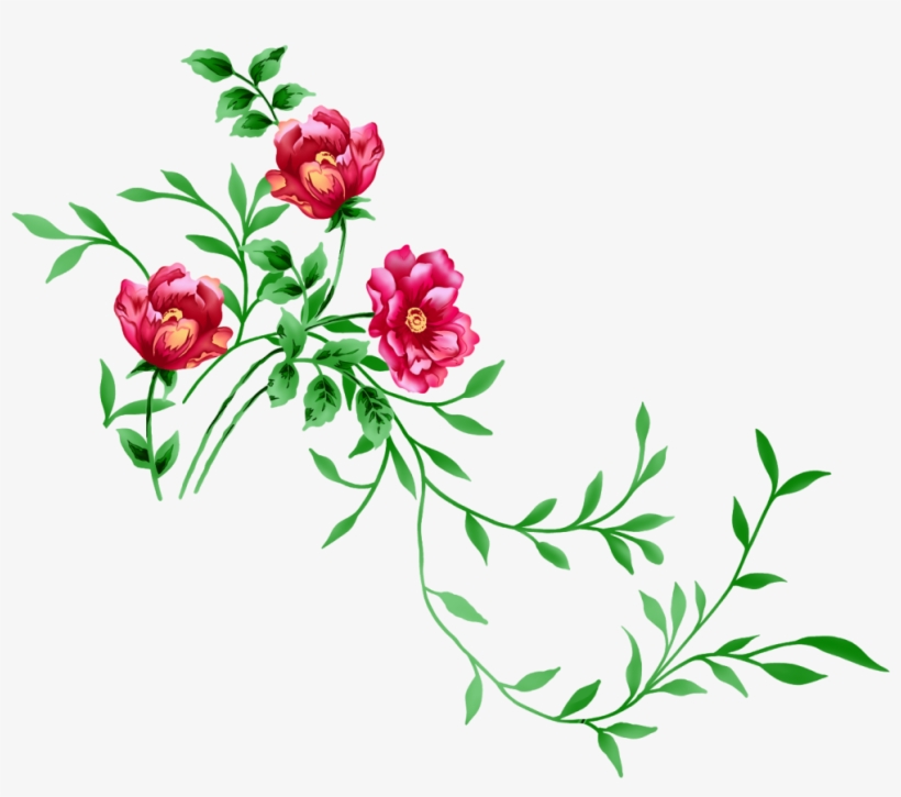 Red Floral Decor Png Transparent Clipart - Clipart Flowers Transparent Background, transparent png #213199