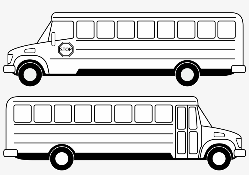 School Books Clipart Black And White - School Bus Image Black And White, transparent png #215390