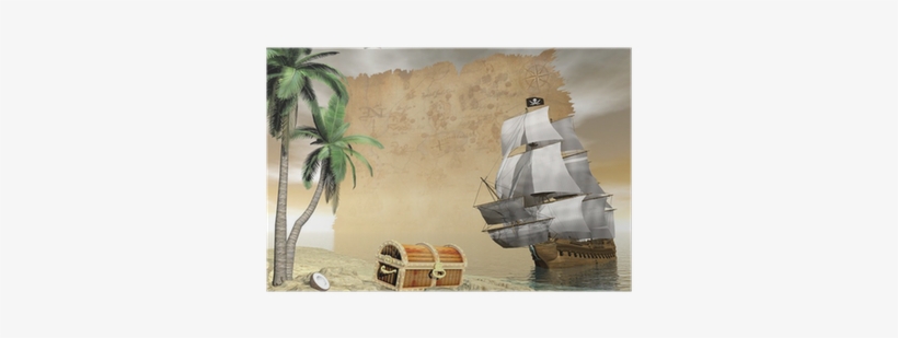 Pirate Ship Finding Treasure - Free Treasure Island Pirate Ship Clipart, transparent png #215724