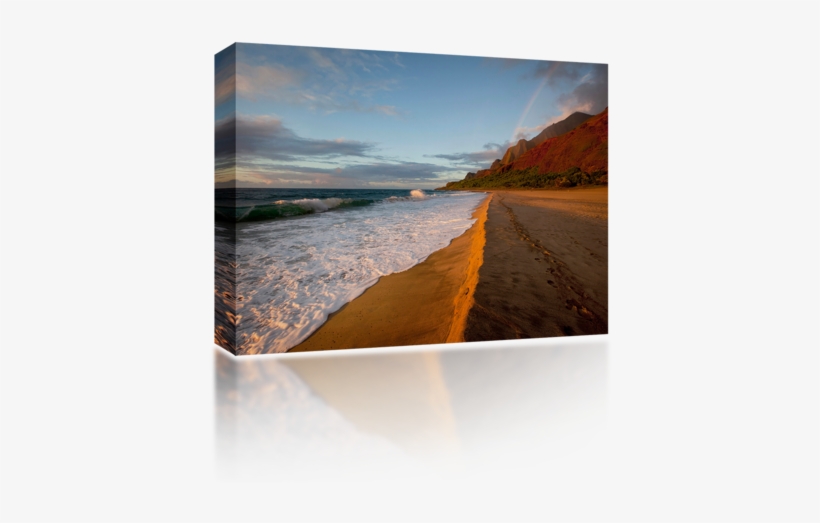 Wave On Sand - Poster: Peebles' Sunset, Rainbow, Kalalau Beach, Napali, transparent png #216288