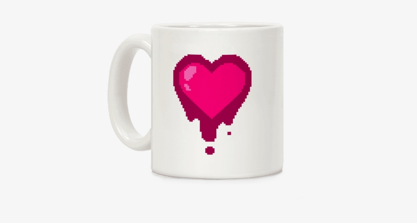 Bleeding Pixel Heart Coffee Mug - Kikkerland Pixel Heart Morphing Mug, transparent png #216347