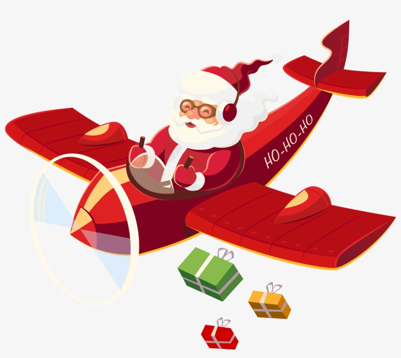 Flying Santa Claus Pngflying Santa Png - Santa In A Plane, transparent png #216673