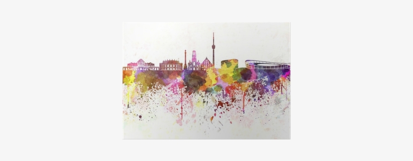 Stuttgart Skyline In Watercolor Background Poster • - Art Print: Paulrommer's Stuttgart Skyline In Watercolor, transparent png #216944