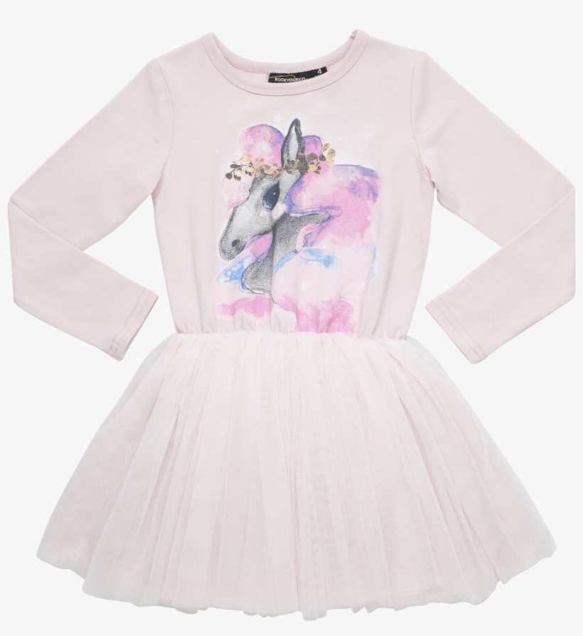 Watercolor Rainbow Unicorn Tutu Dress - Dress, transparent png #217325
