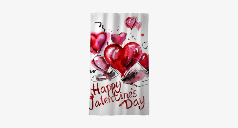 Watercolor Hand Painted Background With Hearts - Watercolor Painting, transparent png #217347