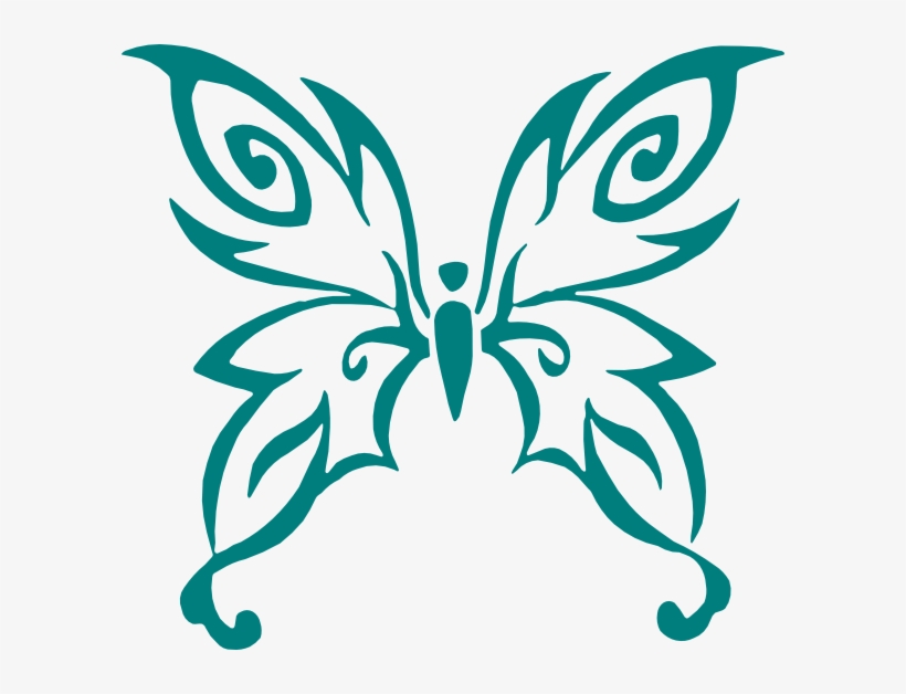 Teal Clip Art At Clker Com Vector - Butterfly With Cancer Ribbon Vector, transparent png #217904